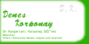 denes korponay business card